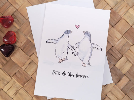 card -penguins "lets do this forever"  *free shipping