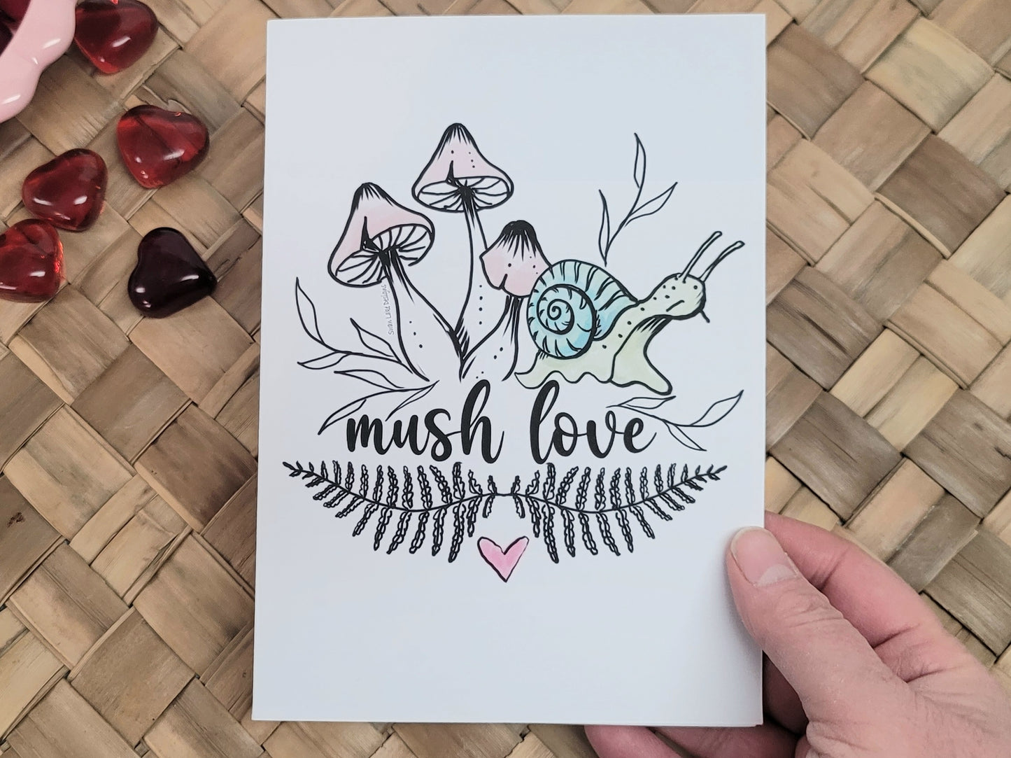 card - snail "mush love"  *free shipping