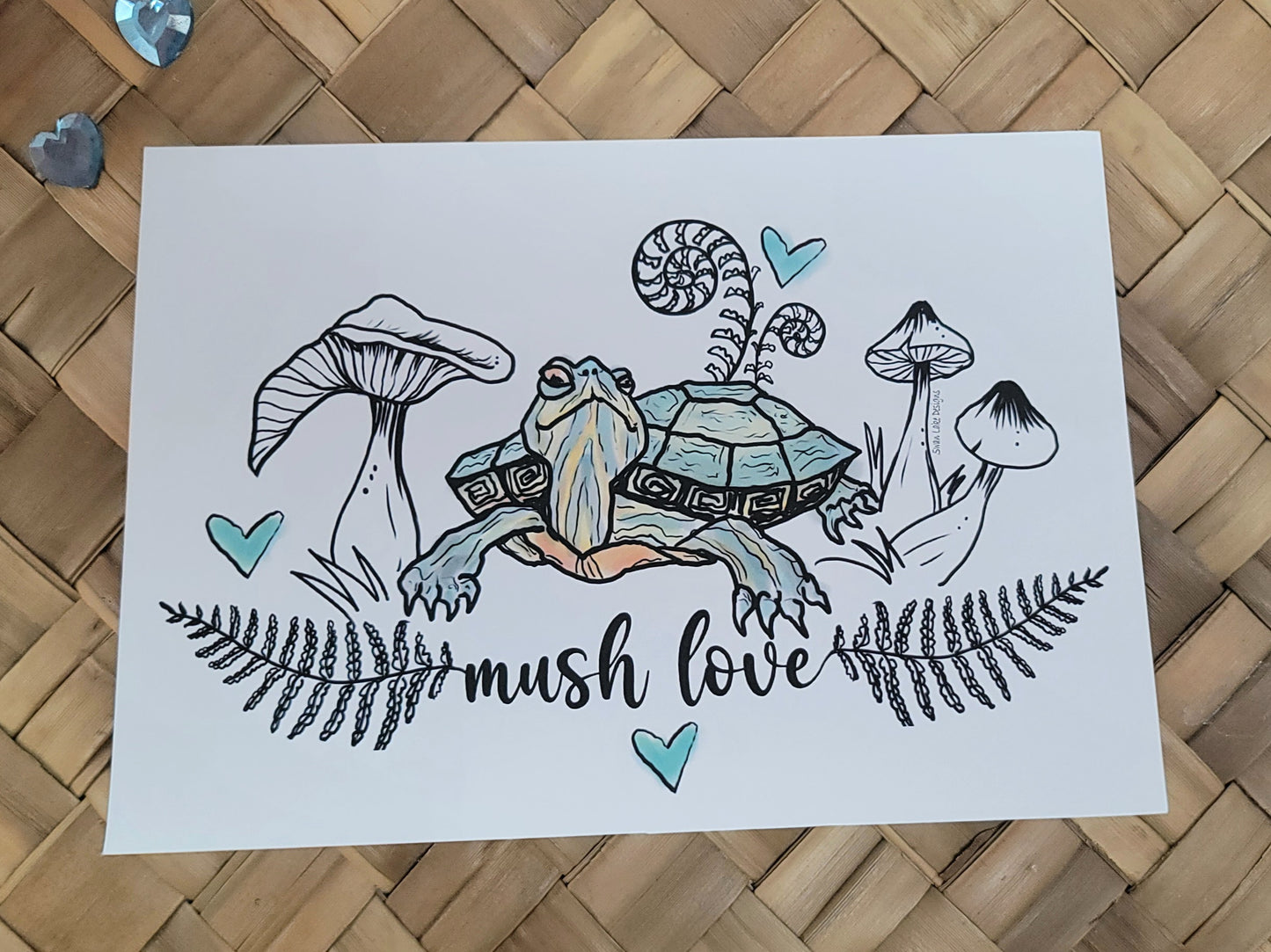 card - turtle "mush love"  *free shipping