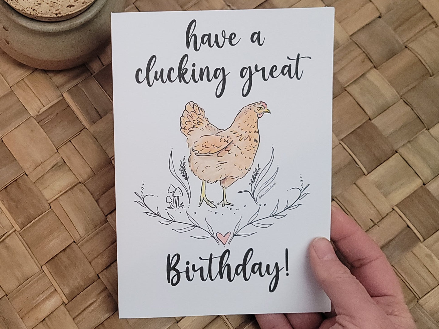 card - cute chicken pun "have a clucking great birthday"  *free shipping
