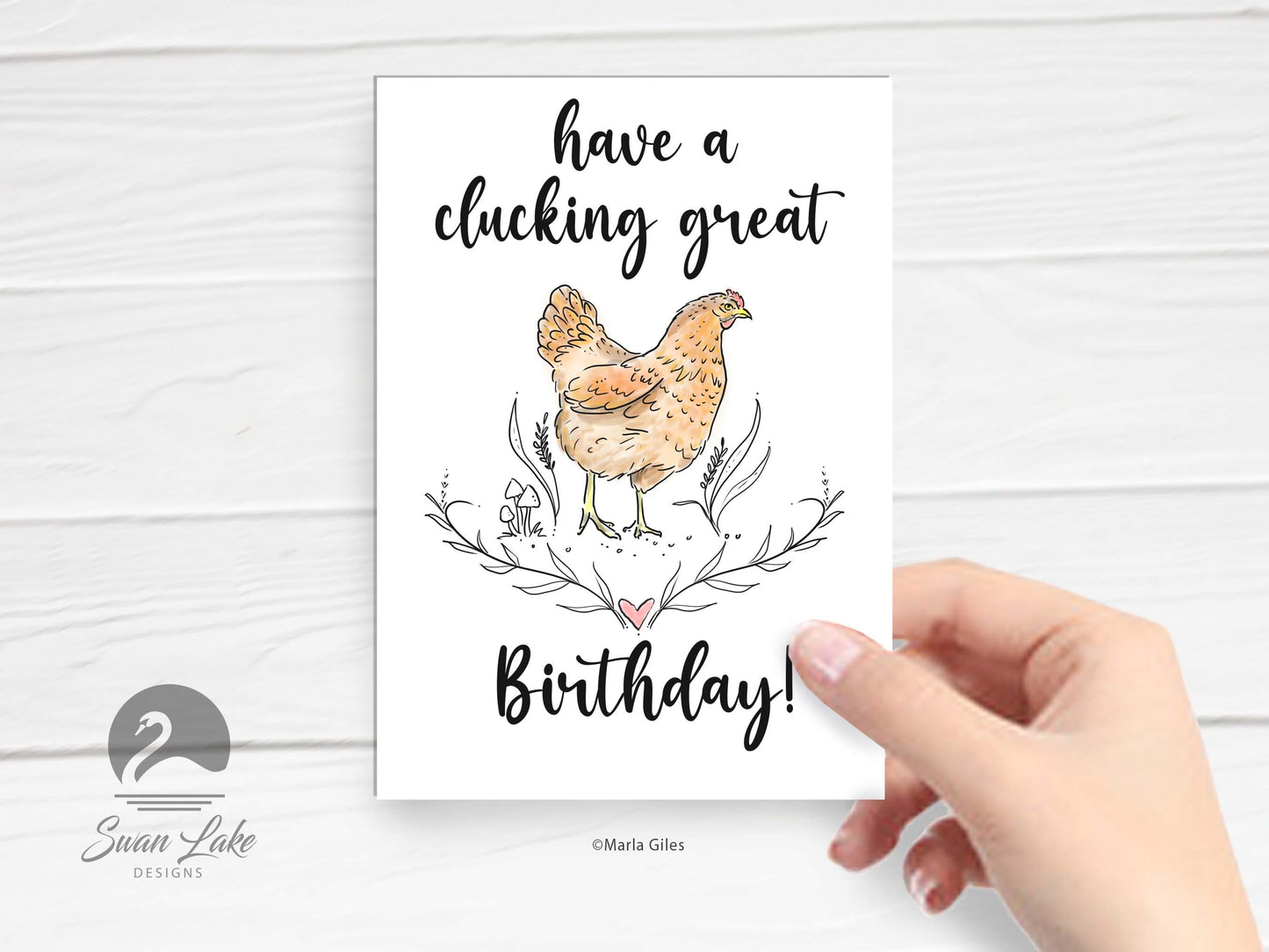 card - cute chicken pun "have a clucking great birthday"  *free shipping