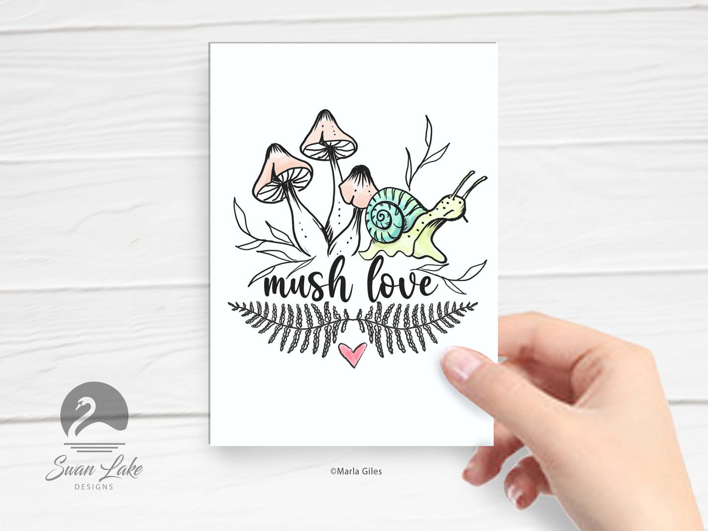 card - snail "mush love"  *free shipping