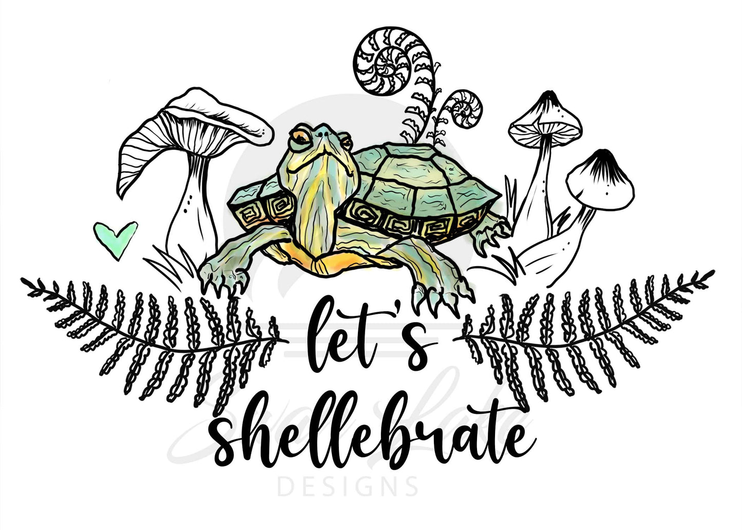 card - turtle "let's shellebrate"  *free shipping